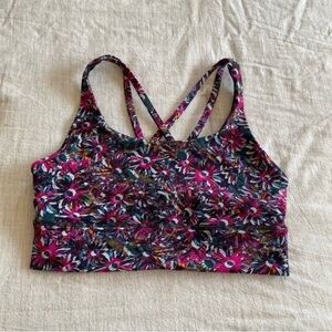 Lululemon Energy Longline Floral Print Sports Bra Size 6 RARE